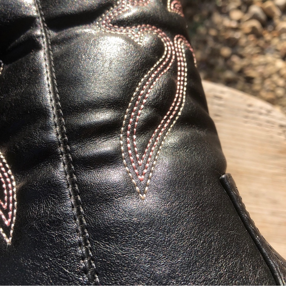 Women Cowgirl Western Boots Round Pointed Toe Pull On Mid Calf Boots Size 6.5 - Picture 7 of 8